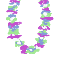 Purple and green lei