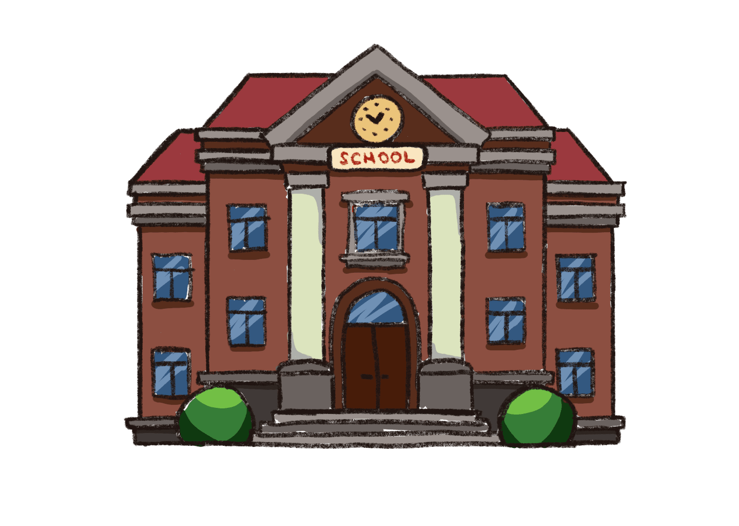 School building with students